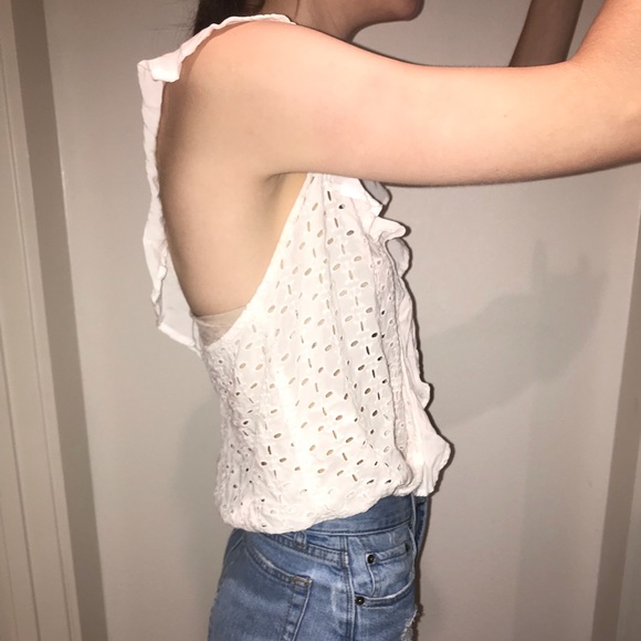 Flower eyelit ruffle tank tank top - Picture 3 of 6